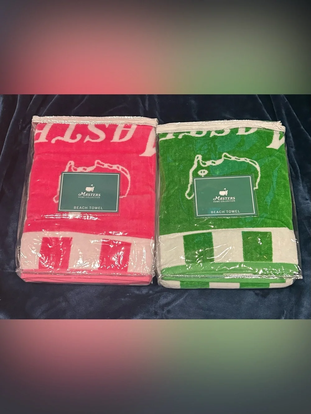 Masters Pink and Green Striped Beach Towels